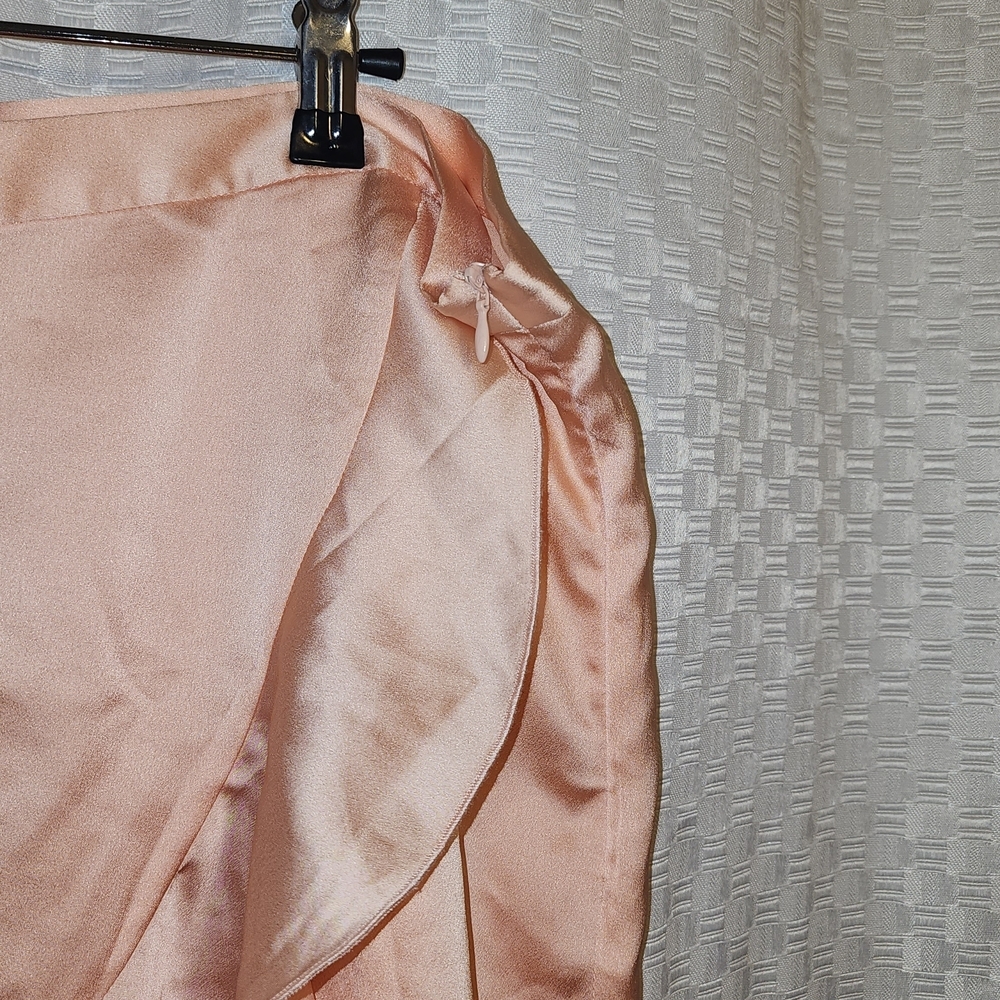NWT Sugar Thrillz Balletcore Pink Silky Wrap Skirt Zippered Women's Satin - Picture 3 of 5